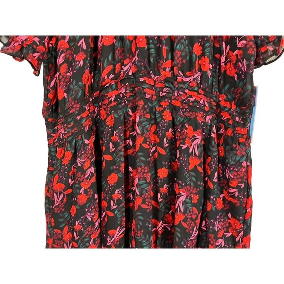 Draper James Dress 2X Red Floral Midi Clip Dot Feminine Dainty Preppy Western - Picture 5 of 16